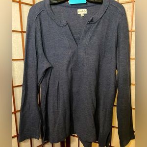 (S75) 1X Wonderly Blue-Grey Waffle Knit Casual Shirt Long Sleeve Shirt